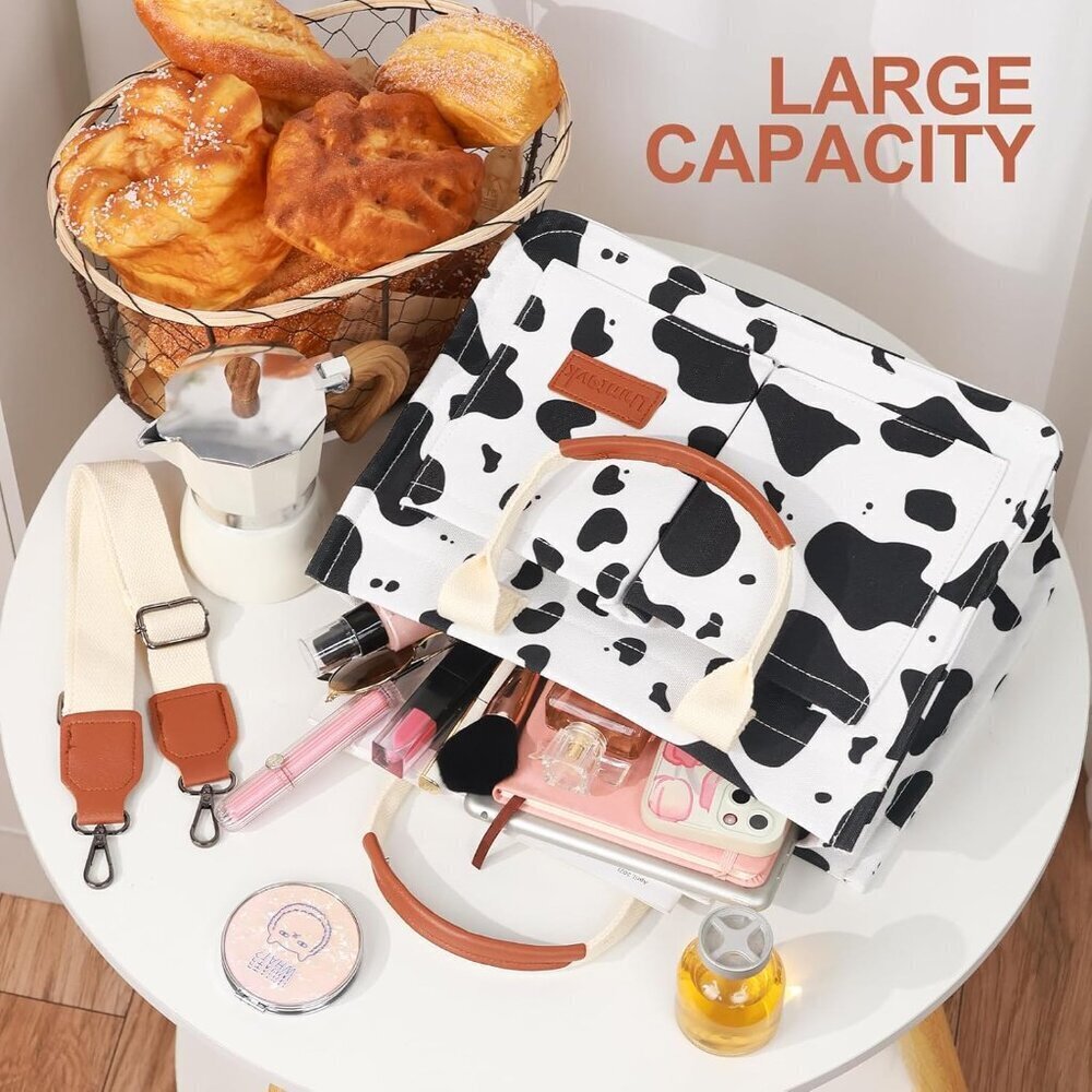 Canvas Tote Bag Women Large Capacity Multiple Pockets Work Purse Bible Tote - Picture 6 of 6